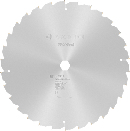 Hoja de sierra circular Bosch PRO Wood de 406 mm para cortar madera.